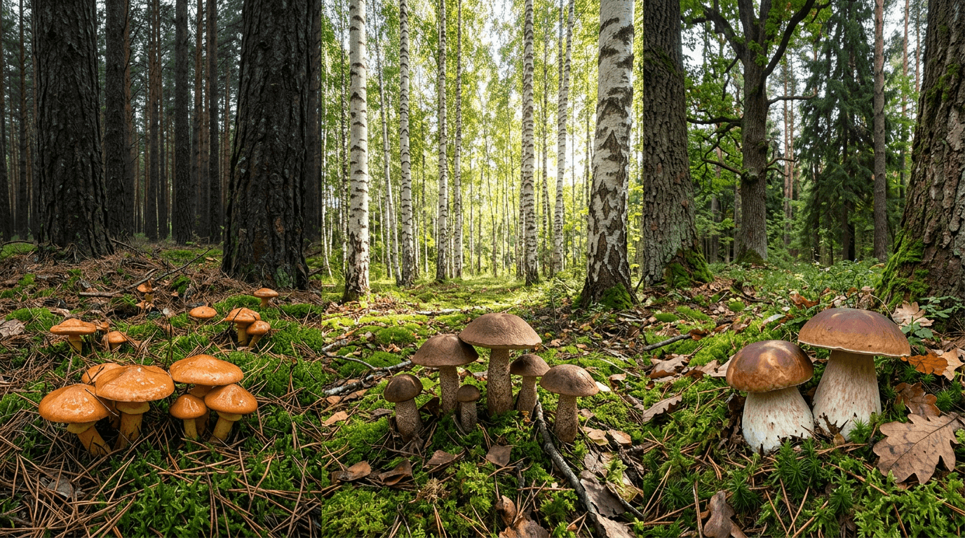 В каком лесу искать грибы: хвойный, лиственный или смешанный